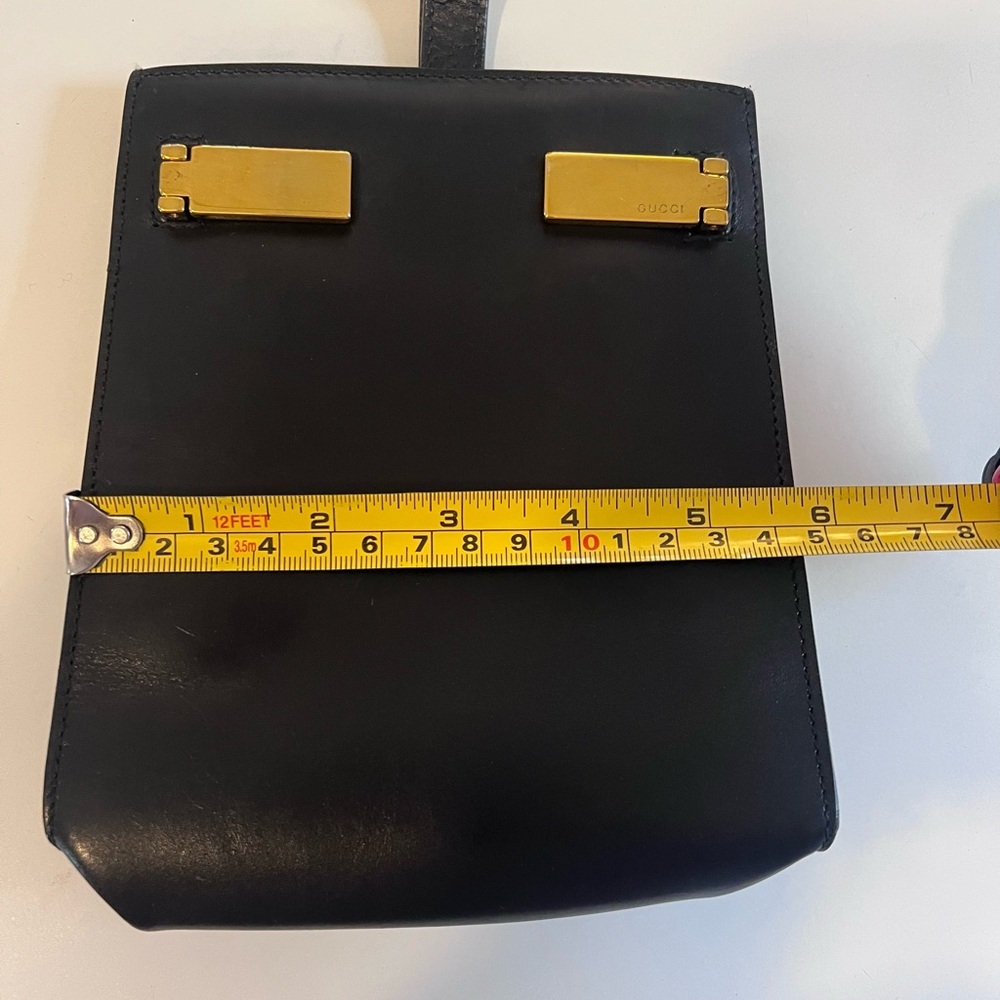 Gucci Black Leather Evening Bag with Gold Hardware and Wrist Strap AUTHENTIC - Picture 8 of 9